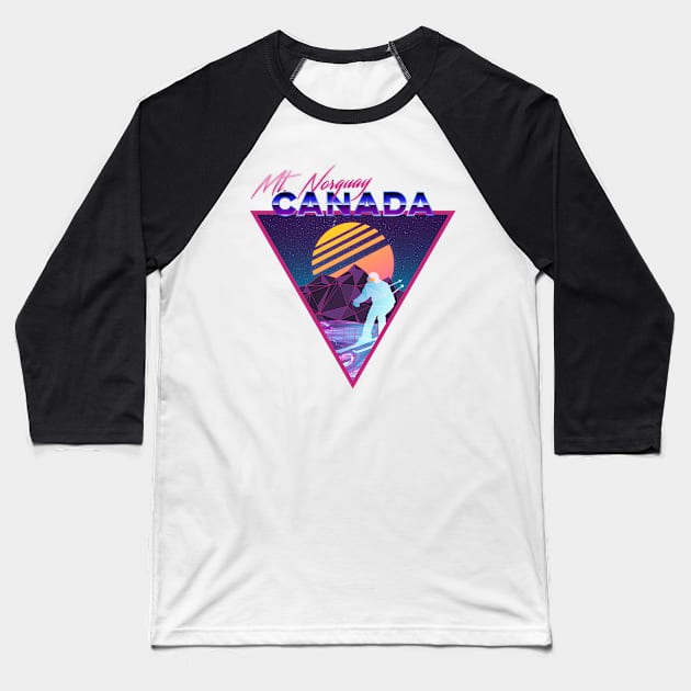 Retro Vaporwave Ski Mountain | Mt. Norquay Canada | Shirts, Stickers, and More! Baseball T-Shirt by KlehmInTime